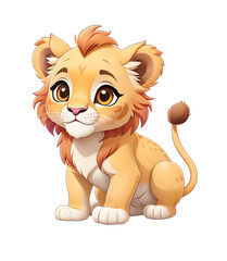 Cute lion cub, cartoon character.