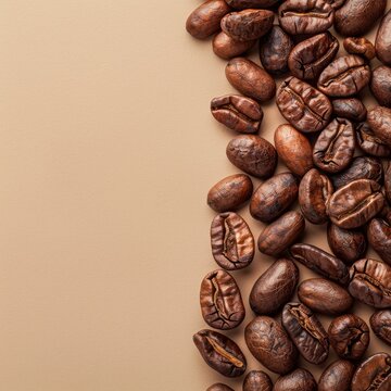 Minimal cocoa bean layout on a clean beige background