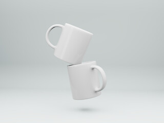 White coffee mug, ceramic blank cup on white background