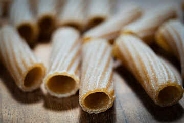 macaroni raw pasta Italian food close up macro 