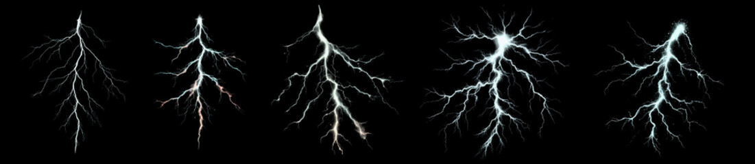 set of lightning bolt on transparent background
