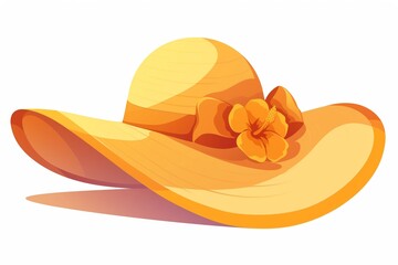 Beach hat clipart with a wide brim - obrazy, fototapety, plakaty