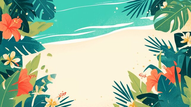 Beach party invitation clipart with a palm tree border