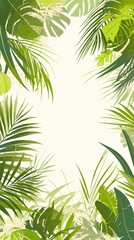 Seashell clipart framed by palm fronds