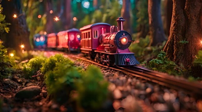 Colorful Toy Trains Bring Joy to Miniature Forests