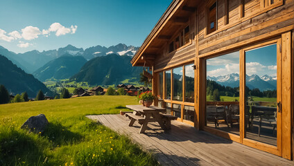 Beautiful view of Alpbach Austria, summer rural