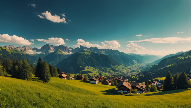 Beautiful view of Alpbach Austria, summer house