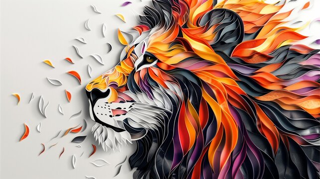 Tiger surrounded by tigers, in a vector art style, with elements of wildlife, forests, and animal cartoons The image features a fierce-looking tiger head, incorporating aspects of nature, black cats, 