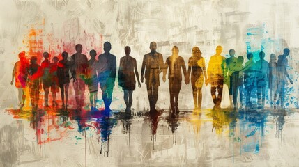 Ten diverse individuals come together in a vibrant, abstract graffiti masterpiece, showcasing the...
