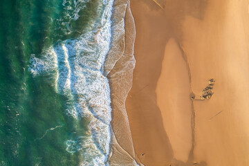 Aerial droe view of beautiful natural Cordoama beach in Portugal Atlantic coast - 778289397