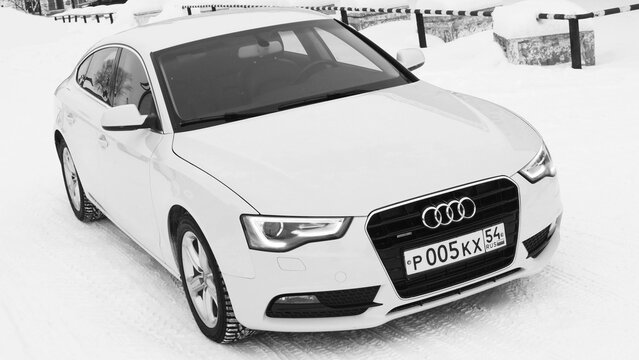 Biysk, Russia - December 24.2016: Car Audi A5, parked on the city street.