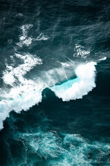Ocean waves crashing, abstract pattern, top down aerial drone view. - 778290773