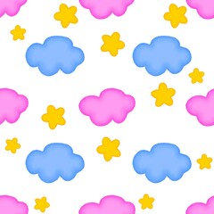 seamless pattern clouds for background, clothes, wallpaper