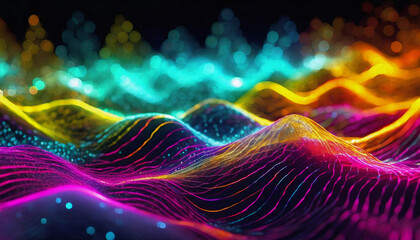 量子力学的エネルギーの波をイメージした抽象的なイラスト - obrazy, fototapety, plakaty