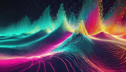 Wandcirkels plexiglas 量子力学的エネルギーの波をイメージした抽象的なイラスト © takayuki_n82