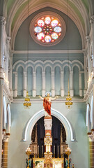 Statue Of Jesus Inside Huyen Sy Church In Ho Chi Minh City, Vietnam. Over 100 Years Old, Huyen Sy...
