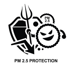 Dust PM 2.5 protection icon. Air pollution isolated on background vector illustration.
