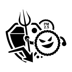 Dust PM 2.5 protection icon. Air pollution isolated on background 