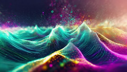 Keuken spatwand met foto 量子力学的エネルギーの波をイメージした抽象的なイラスト © takayuki_n82