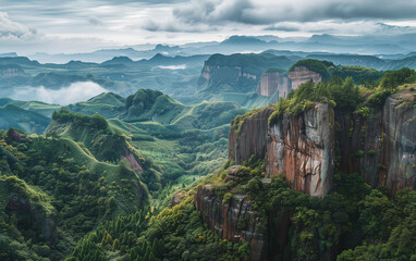 Wuyi Mountain scenery in Fujian, China,created with Generative AI tecnology.