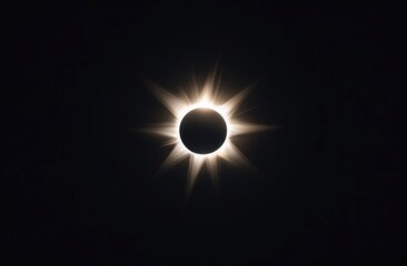 Total Solar Eclipse. Moon covers the sun. Moon about to pass in front of sun creating total solar eclipse.