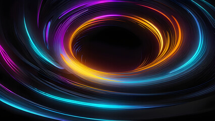 Obraz premium Twisting Neon: Dynamic Black Background with Mesmerizing Patterns(Generative AI)