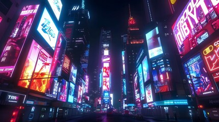 Neon Lights Illuminating the Streets of New York City in Anime Style, To showcase the vibrant and...