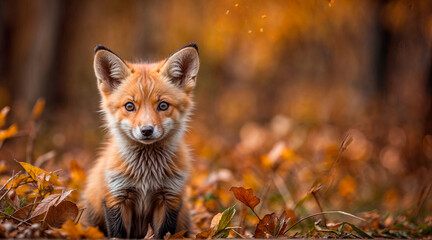 Close-up portrait of a red fox cub