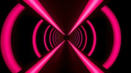 Futuristic fuchsia Neon Portal in the Dark