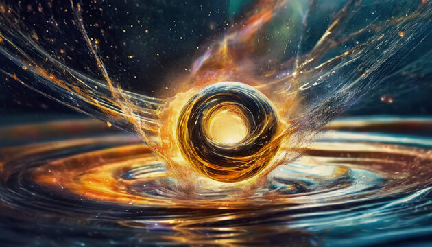 泡宇宙論による宇宙誕生をイメージした抽象的イラスト