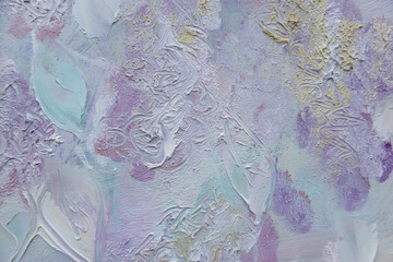 White lilac flowers. Gentle pastel color painting.