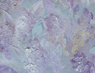  White lilac neutral background. Decorative painting structure. Original fine art artwork..