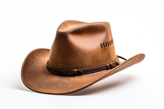 Lone Cowboys Signature Brown Hat. White or PNG Transparent Background..