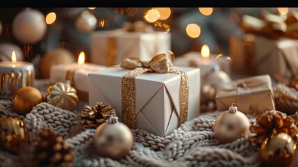 Festive christmas gifts and decorations