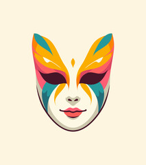 Woman in Festive Mask Vector Illustration, April Fools’ Day