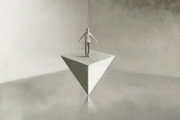 Illustration of perfect balance, surreal abstract concept