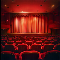 Fototapeta premium cinema auditorium with red chairs