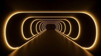 Obraz premium Futuristic light brown Neon Portal in the Dark