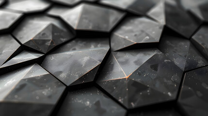 Black Abstract Geometric Background with Polygons Creating a Futuristic and Modern Design