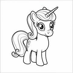 Naklejka premium The magic of unicorns with our single-line drawing coloring book, perfect for sparking creativity in children. Each page offers a unique, easy-to-fill design, ideal for young artists. Dive into a worl