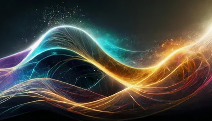 Schilderijen op glas 量子力学的エネルギーの波をイメージした抽象的なイラスト © takayuki_n82