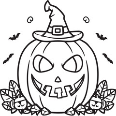 Halloween coloring pages. Halloween outline vector