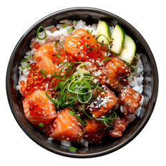 poke asian food top view isolated on trasparent background