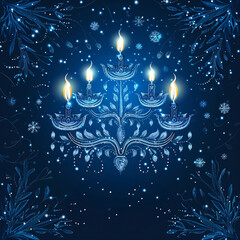 "Happy Hanukkah" in a festive blue and silver styled with Goudys characteristic warmth and handcrafted feel