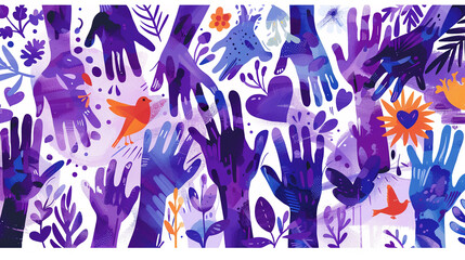 "Social Impact" in a community-oriented purple styled with engaging and heartfelt Goudy-inspired letterforms