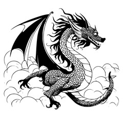 black and white dragon
