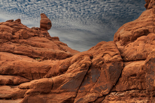 Clouds over the hoodoos in Arches National park
