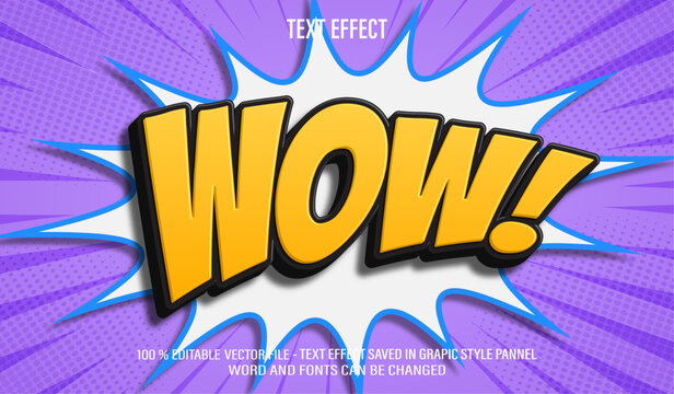Wow Comic Cartoon 3d editable text effect style