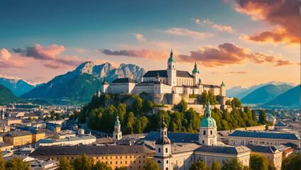 Fototapeta premium Beautiful view of Salzburg Austria