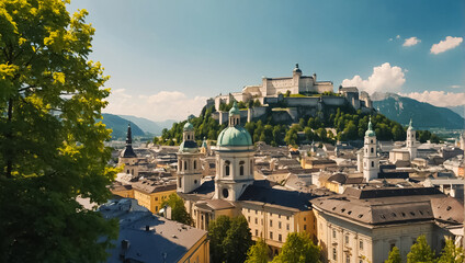 Beautiful view of Salzburg Austria historic